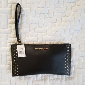 Michael Kors Studded Leather Jet Set Travel Clutch